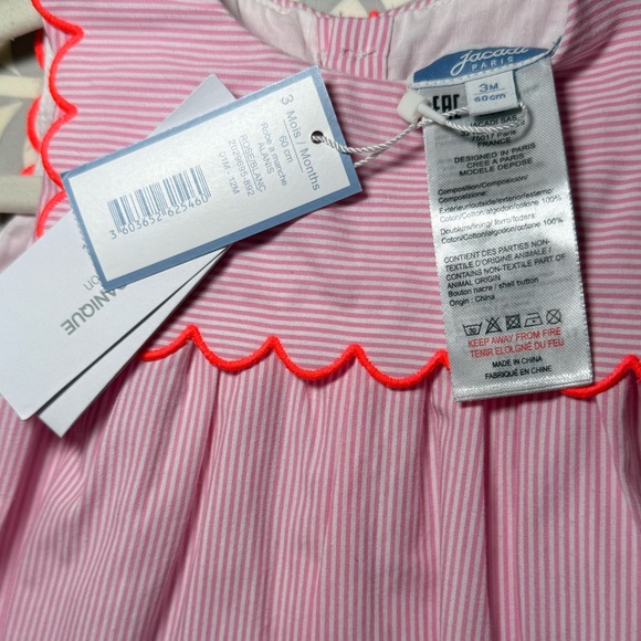 Jacadi Other - Jacadi Dress Scalloped Striped Baby Girl Pink New with tags 3 Months $89 retail